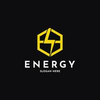 energia fulmine logo design creativo idea, energia logo design lettera e vettore