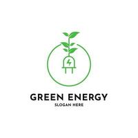 verde energia logo design creativo idea con foglia simbolo e cerchio forma vettore