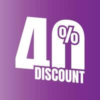 40 per cento sconto affare cartello icona, 40 per cento speciale offrire sconto vettore, 40 per cento vendita prezzo riduzione offrire disegno, Venerdì shopping vendita sconto percentuale icona design vettore