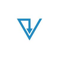 lettera v linea blu geometrico semplice logo vettore