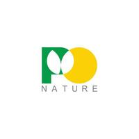 lettera p pianta verde foglia sole natura simbolo logo vettore