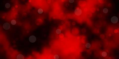sfondo vettoriale rosso scuro con cerchi. illustrazione colorata con puntini sfumati in stile natura. modello per gli annunci aziendali.