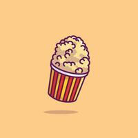 Popcorn cibo galleggiante semplice cartone animato vettore illustrazione cibo concetto icona isolato