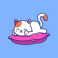 carino gatto posa su cuscino cartone animato vettore icona illustrazione. animale natura icona concetto isolato premio vettore. piatto cartone animato stile