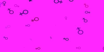 sfondo vettoriale viola chiaro, rosa con simboli di donna.