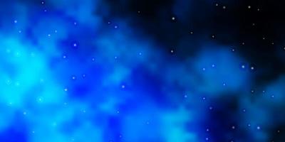 sfondo vettoriale azzurro con stelle piccole e grandi. illustrazione decorativa con stelle su modello astratto. modello per annuncio di capodanno, libretti.