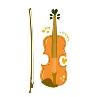 violino disegnato a mano, strumento musicale. amo la musica, il concetto di educazione. illustrazione piatta moderna. vettore