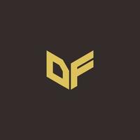 df logo lettera logo iniziale modello di disegni con sfondo oro e nero vettore
