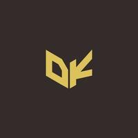 dk logo lettera logo iniziale modello di disegni con sfondo oro e nero vettore