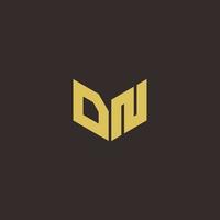 dn logo lettera iniziale logo design modello con sfondo oro e nero vettore