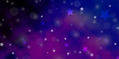 sfondo vettoriale rosa chiaro, blu con cerchi, stelle. disegno astratto in stile sfumato con bolle, stelle. design per carta da parati, produttori di tessuti.
