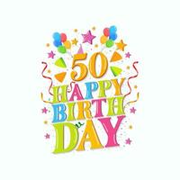50 ° contento compleanno logo con palloncini, vettore design per compleanno celebrazione, saluto carta e invito carta.
