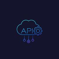 API cloud, icona linea vettoriale