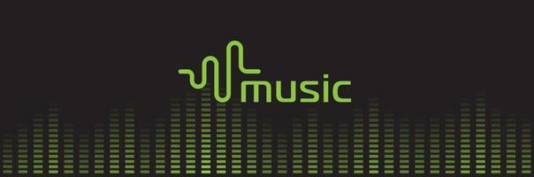 logo del registratore di suoni di musica. logotipo dell'equalizzatore audio. icona di riproduzione dei brani della forma d'onda. illustrazione vettoriale di playlist di record digitale verde isolato.