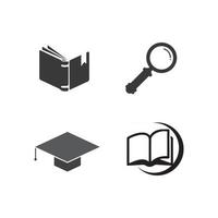 logo del libro e logo della scuola e istruzione, vettore, illustrazione e logo del libro per studiare web, penna, workshop e imparare vettore