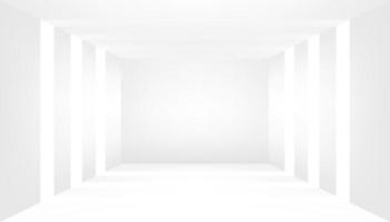 stanza bianca vuota. sfondo interno stanza vuota, parete e pavimento. interno 3d astratto. vettore
