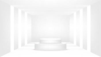 podio bianco in una stanza bianca vuota. stanza bianca vuota. vettore