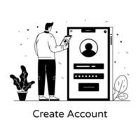 crea un account mobile vettore