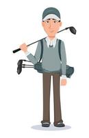 giocatore di golf, bel giocatore di golf. personaggio dei cartoni animati vettore