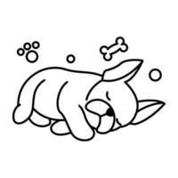 linea nera illustrazione vettoriale cartone animato su uno sfondo bianco di un simpatico bulldog francese.