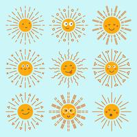 emoticon vettore di raccolta del sole