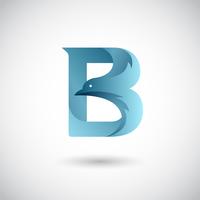 Lettera B con modello di logo colomba vettore