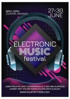 poster del festival di musica elettronica per la festa vettore
