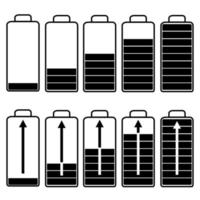 set di batterie piatte nere vettore