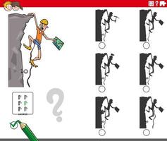 gioco di ombre educativo con personaggio dei cartoni animati scalatore vettore
