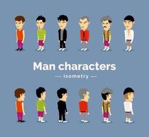 personaggi maschili su uno sfondo isometrico isolato colorato. illustrazione vettoriale