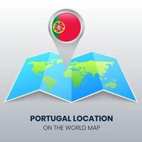 icona della posizione del portogallo sulla mappa del mondo, icona della spilla rotonda del portogallo vettore
