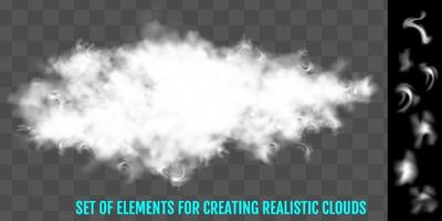 nebbia di vapore nuvole di fumo un insieme di elementi da creare vettore