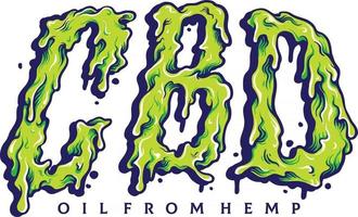 cbd kush melt lettering disegnato a mano vettore