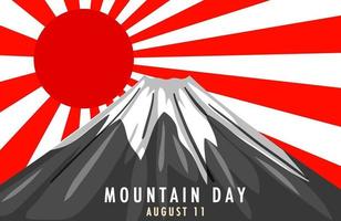 giornata di montagna in giappone l'11 agosto banner con monte fuji vettore