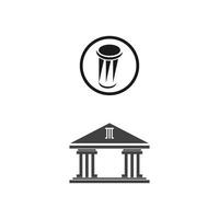 antico pilastro colonne greco roma atene edificio storico logo design vettore