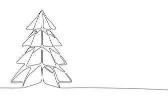 Natale albero uno linea continuo striscione. linea arte astratto pino albero concetto striscione. schema vettore illustrazione.