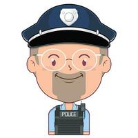 poliziotto Sorridi viso cartone animato carino vettore