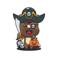 pirati cavallo nel Halloween giorno. carino Halloween cartone animato illustrazione. vettore