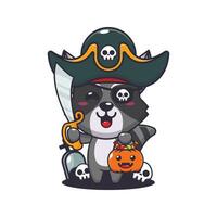 pirati procione nel Halloween giorno. carino Halloween cartone animato illustrazione. vettore