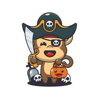 pirati scimmia nel Halloween giorno. carino Halloween cartone animato illustrazione. vettore