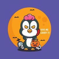 zombie pinguino volere caramella. carino Halloween cartone animato illustrazione. vettore