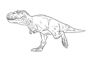 tirannosauri rex, o t-rex, era un' dinosauro preistorico creatura. linea arte illustrazione adatto per elemento, bambini libro eccetera. vettore