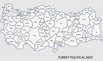 la mappa politica della Turchia divide per lo stile di semplicità del contorno colorato dello stato. vettore