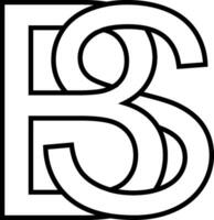 logo cartello b, sb icona cartello Due interlacciato lettere B S vettore