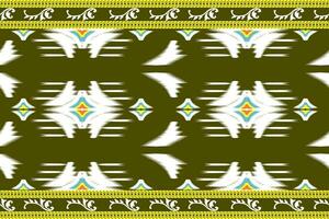 bellissimo ikat arte. etnico senza soluzione di continuità modello nel tribale, popolare ricamo, e astratto arte. azteco geometrico gallone ornamento Stampa. design per tappeto, sfondo, vestiario, avvolgere, tessuto. vettore