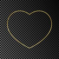 oro raggiante cuore forma telaio isolato su buio sfondo. brillante telaio con raggiante effetti. vettore illustrazione.