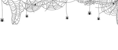 sospeso e angolo ragnatela con ragni. arredamento per Halloween celebrazione. astratto struttura di insetto trappole. isolato grafico modello. vettore illustrazione.