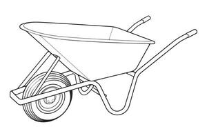 singolo ruota carriola vettore .carrello linea arte vettore illustrazione isolato su bianca sfondo. ruota carriola schema illustrazione.