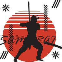 vettore silhouette samurai giapponese illustrazione