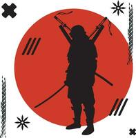 vettore silhouette samurai giapponese illustrazione